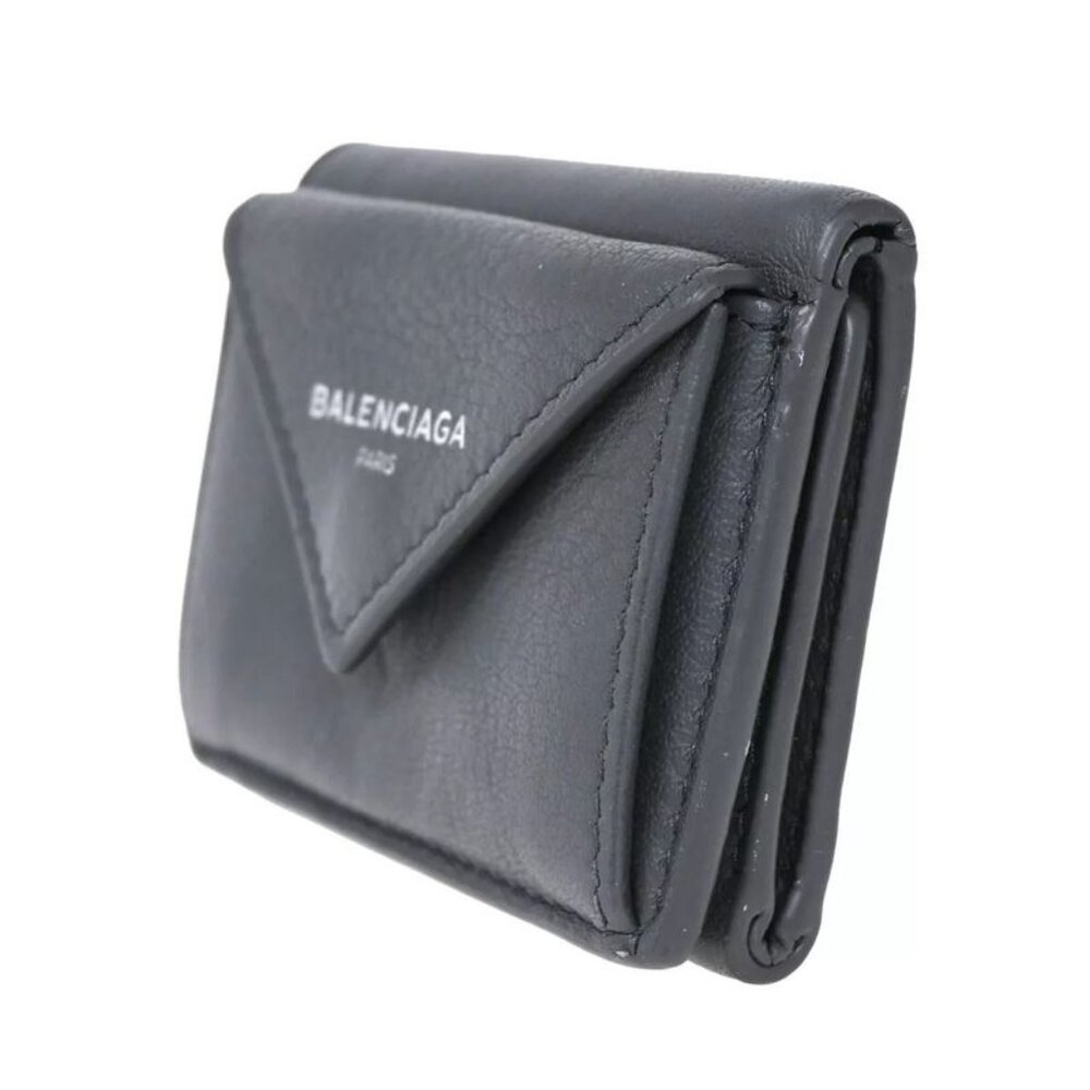 Balenciaga Wallet Trifold Wallet Mini Wallet Gray Leather 67 Bs134 - Picture 2 of 13